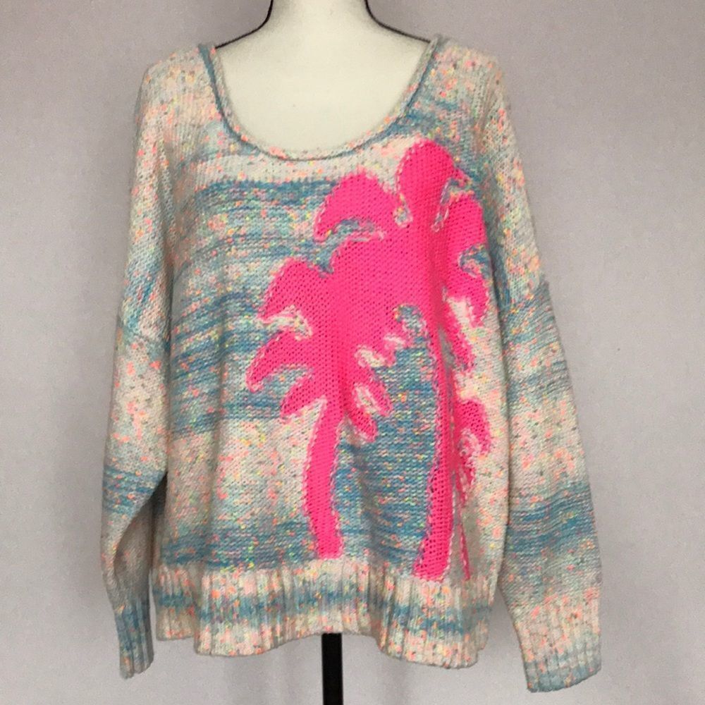 Anthropologie Palm Tree Boat Neck Sweater size S - Picture 5 of 16